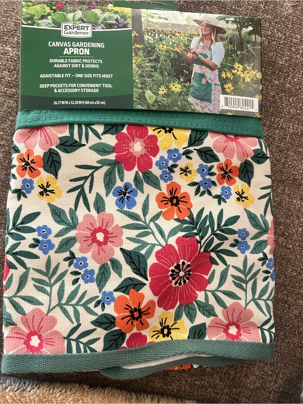 NWT Floral Canvas Gardening Apron - Cream Multi